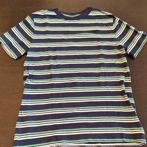 Hanna Andersson Navy and Green Striped Tee